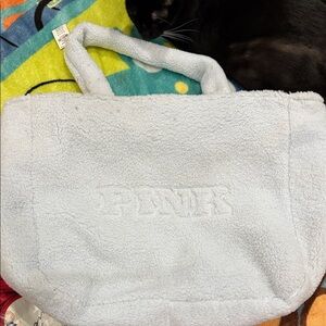 PINK Victoria's Secret blue Sherpa Bag